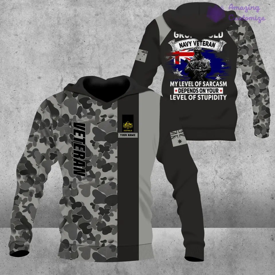 Personalisierter Kapuzenpullover mit Camouflage-Muster für australische Soldaten/Veteranen mit Namen und Rang – 1689120001