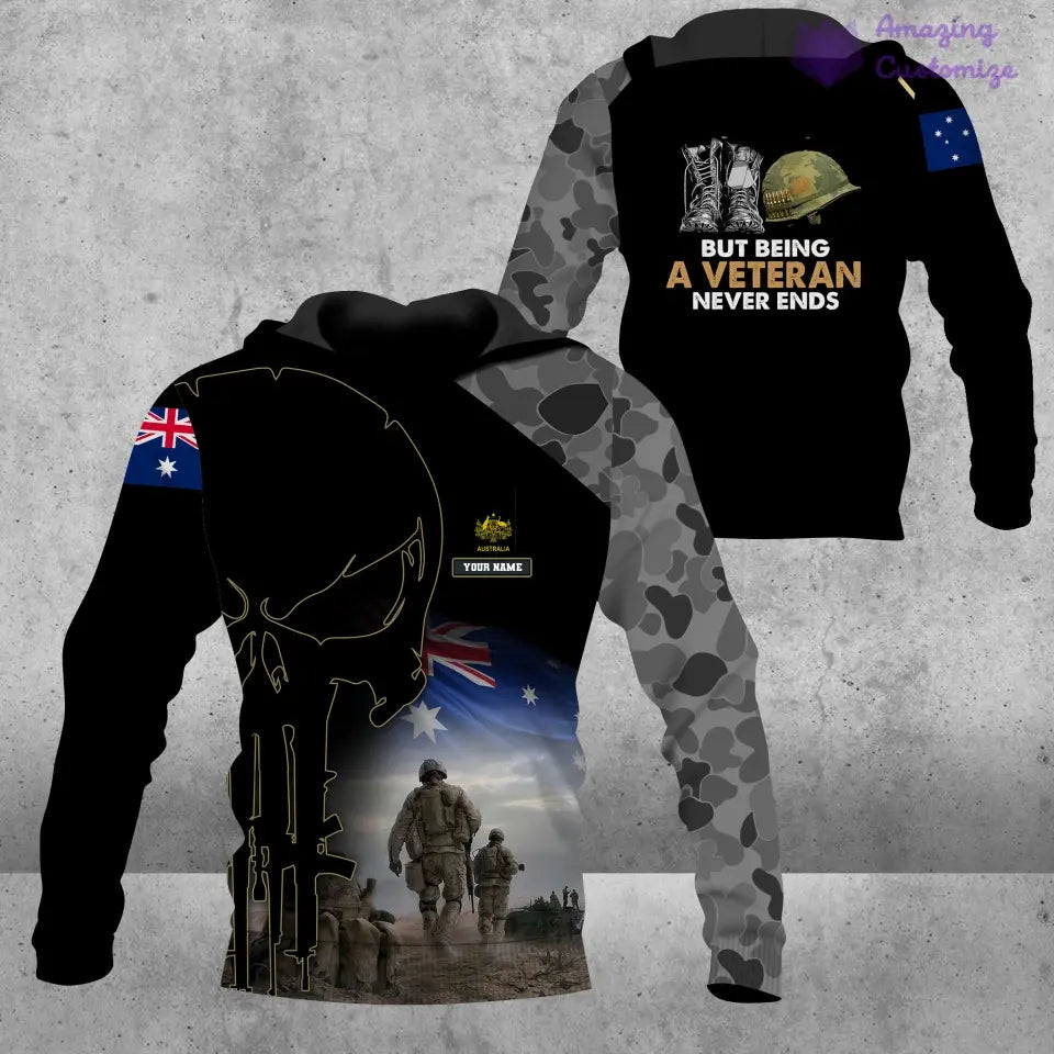 Personalisierter australischer Soldat/Veteranen-Hoodie im Camouflage-Stil mit Namen und Rang, 3D-Druck – 16892928