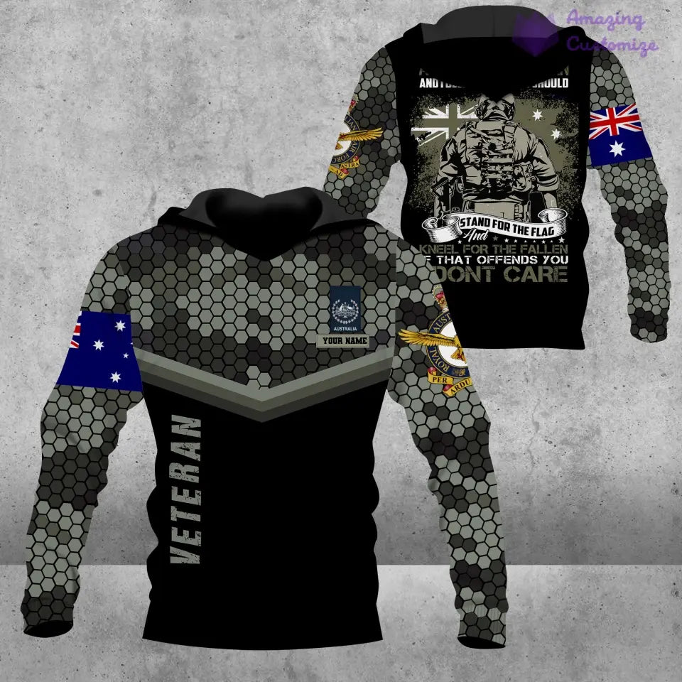 Sweat à capuche personnalisé avec camouflage soldat/vétéran australien avec nom et grade imprimé en 3D - 16897248