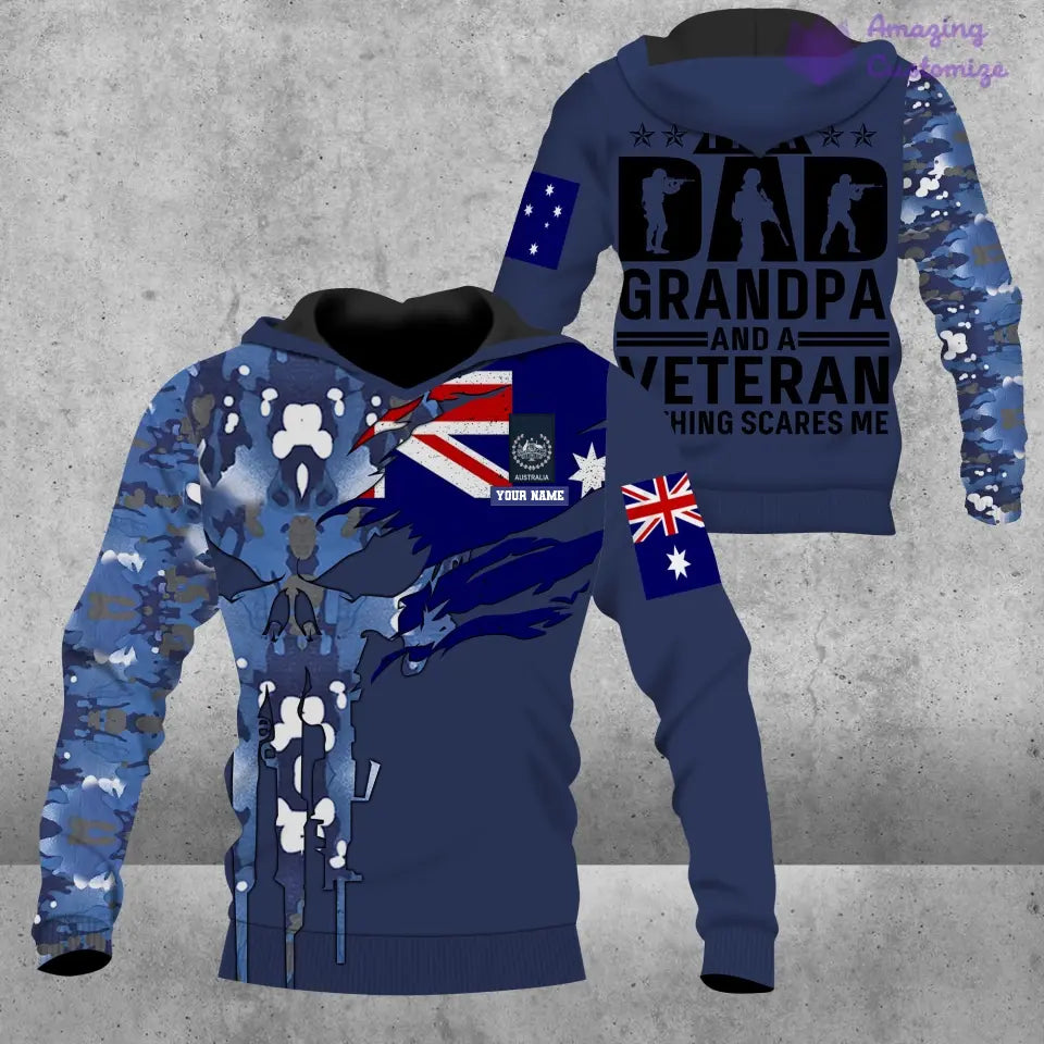 Sweat à capuche personnalisé avec camouflage soldat/vétéran australien avec nom et grade imprimé en 3D - 16899840