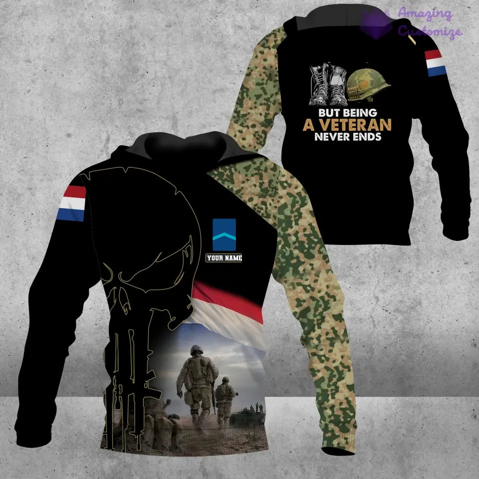 Personalized Netherlands Soldier/ Veteran Camo With Name And Rank Hoodie 3D Printed - 16892928