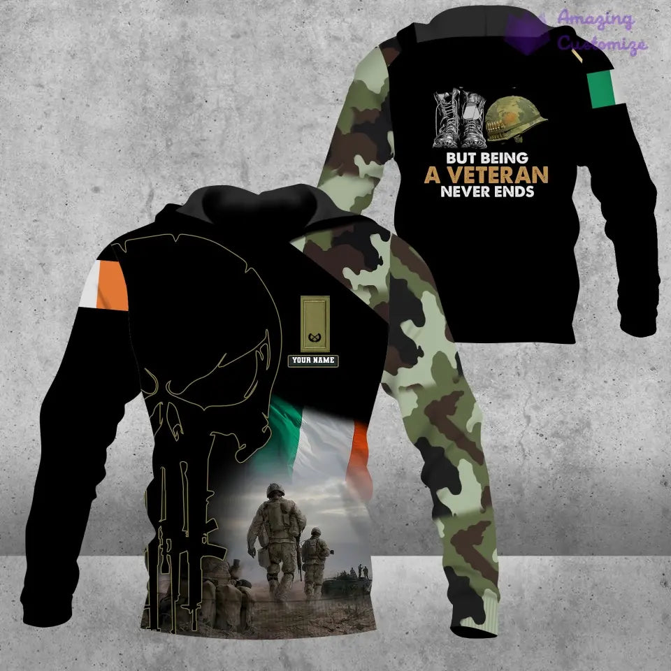 Personalized Ireland Soldier/ Veteran Camo With Name And Rank Hoodie 3D Printed - 16892928