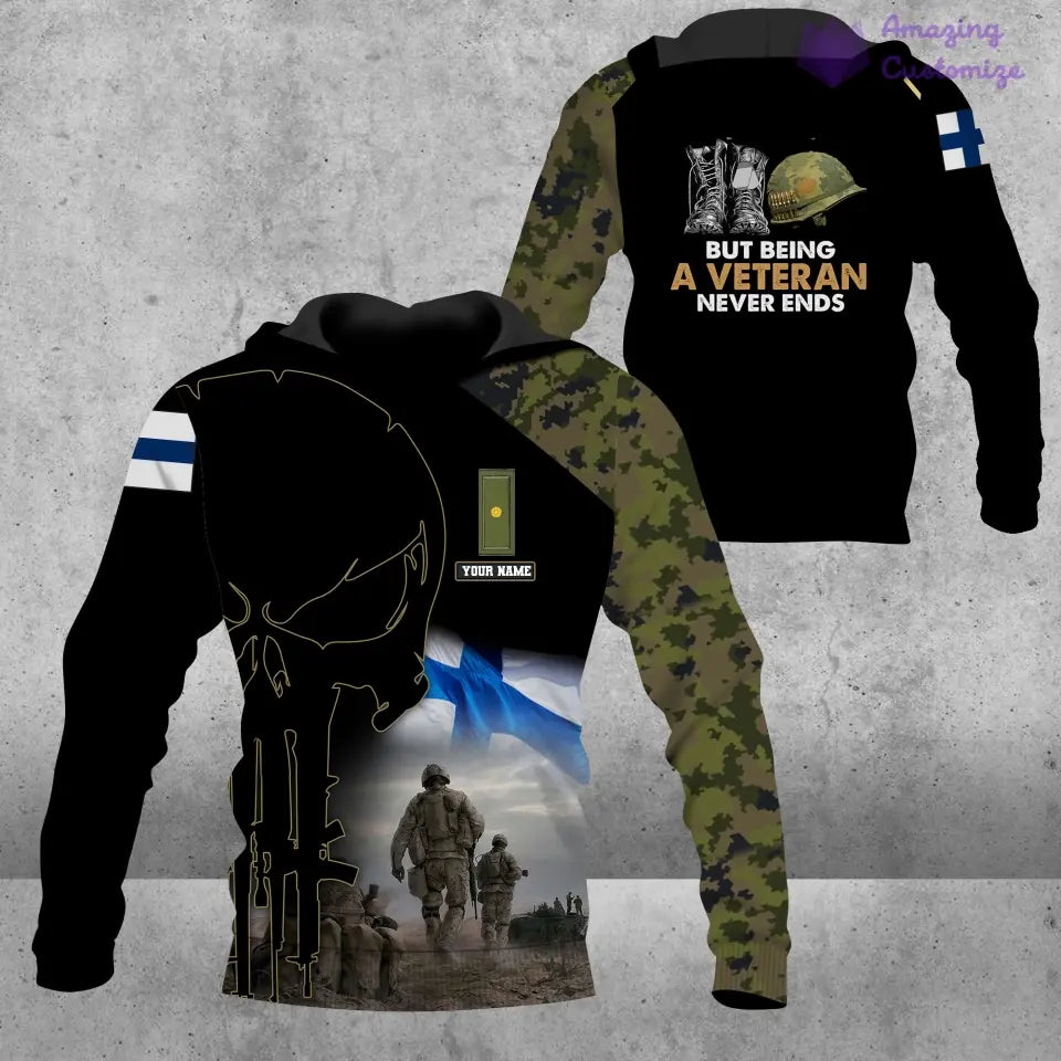 Personalized Finland Soldier/ Veteran Camo With Name And Rank Hoodie 3D Printed - 16892928