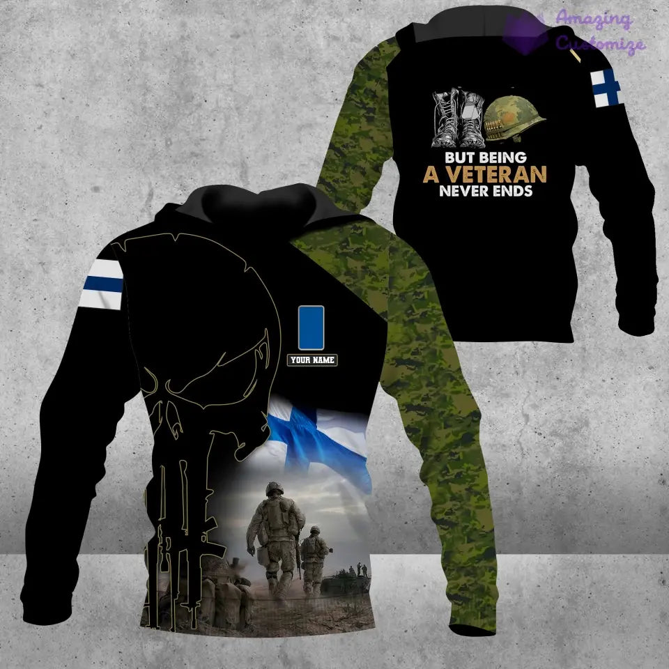 Personalized Finland Soldier/ Veteran Camo With Name And Rank Hoodie 3D Printed - 16892928