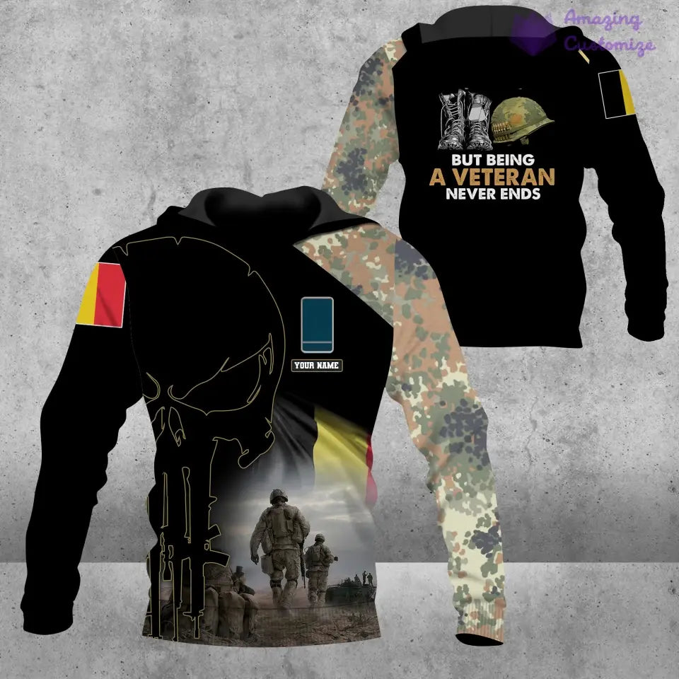 Personalized Belgium Soldier/ Veteran Camo With Name And Rank Hoodie 3D Printed - 16892928