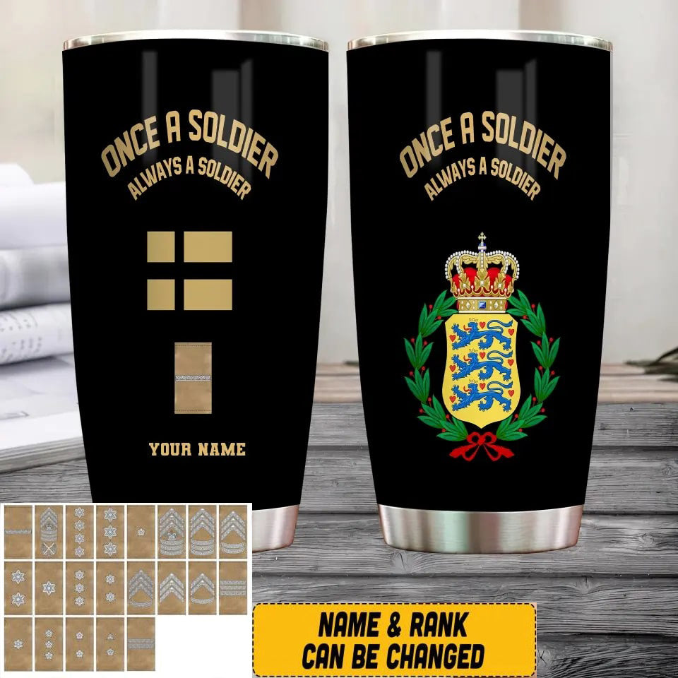 Verre à vin personnalisé avec motif camouflage pour vétéran/soldat du Danemark, avec rang et nom, imprimé sur toute la surface - 2607230001