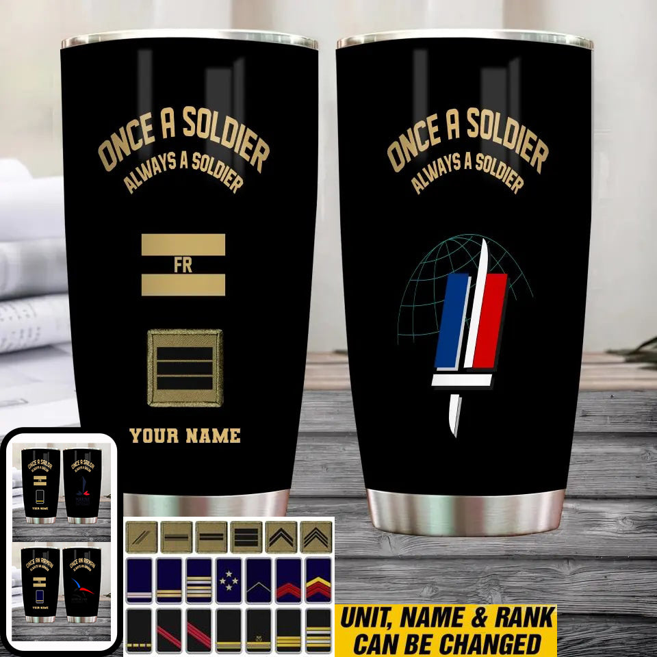 Verre à bière personnalisé avec nom et grade de vétéran/soldat français - Drapeau doré - 2607230001