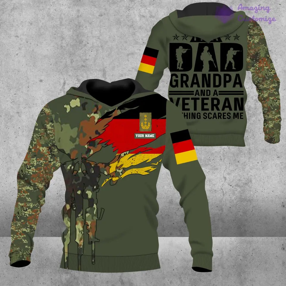 Personalisierter Kapuzenpullover mit Camouflage-Muster für deutsche Soldaten/Veteranen mit Namen und Rang, 3D-Druck – 2207230001