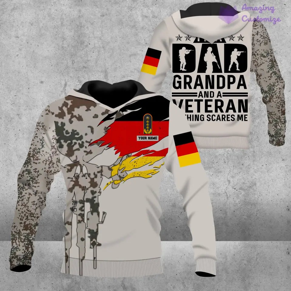 Personalisierter Kapuzenpullover mit Camouflage-Muster für deutsche Soldaten/Veteranen mit Namen und Rang, 3D-Druck – 2207230001