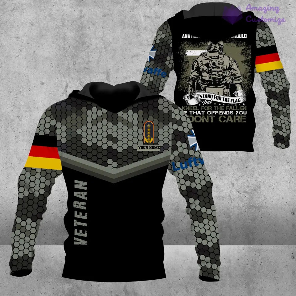 Personalized Germany Soldier/ Veteran Camo With Name And Rank Hoodie 3D Printed - 1907230001