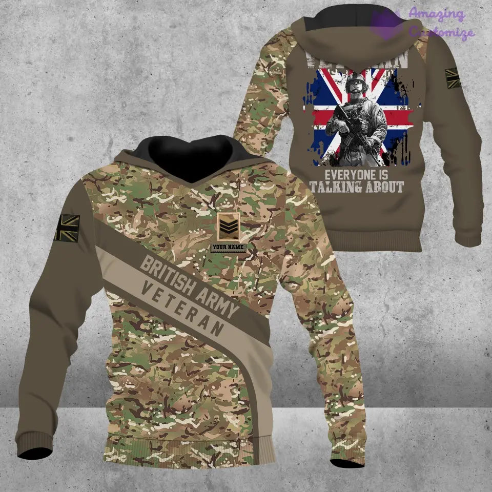 Personalized UK Solider/ Veteran Camo With Name And Rank Hoodie 3D Printed - 1606230003