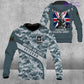 Sweat à capuche personnalisé avec camouflage soldat/vétéran britannique avec nom et grade imprimé en 3D - 1606230003