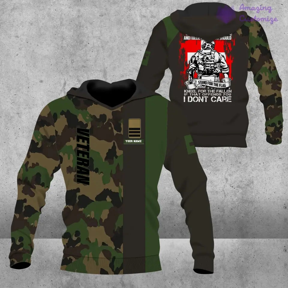 Personalized Swiss Soldier/ Veteran Camo With Name And Rank Hoodie Shirt 3D Printed - 1689120002