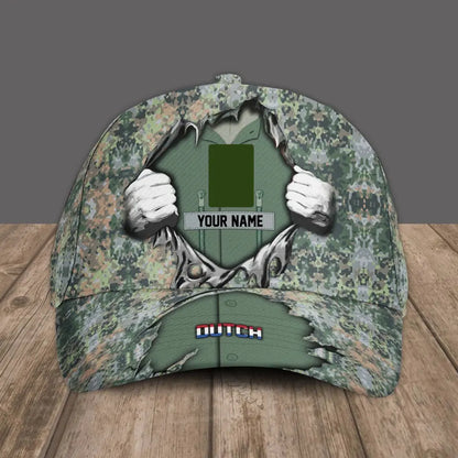 Personalized Rank And Name Dutch Soldier/Veterans Camo Baseball Cap - 16900704