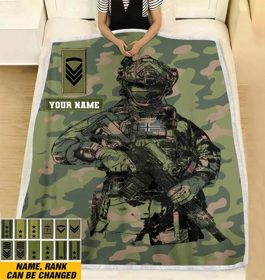 Couverture polaire personnalisée avec camouflage de soldat/vétéran norvégien avec nom et grade, imprimée en 3D - 0608230001