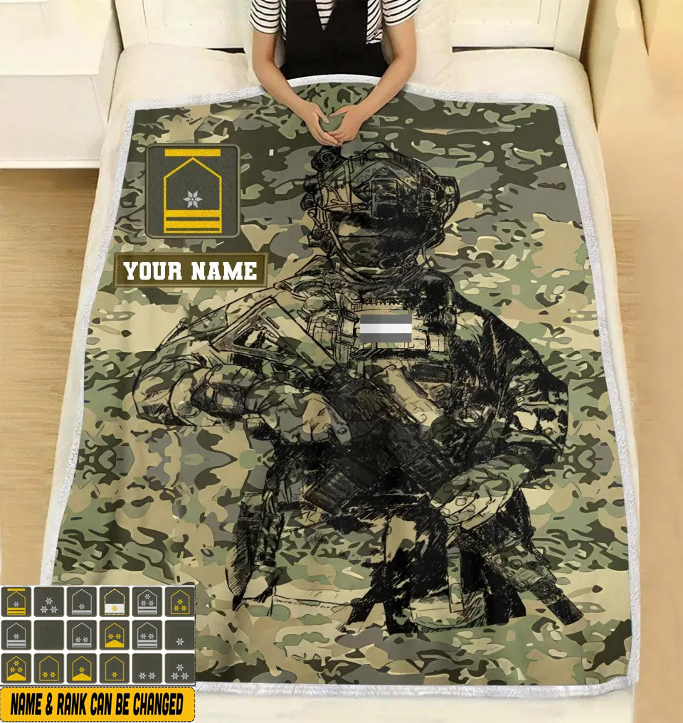 Couverture polaire personnalisée avec camouflage soldat/vétéran autrichien avec nom et grade, imprimée en 3D - 0608230001