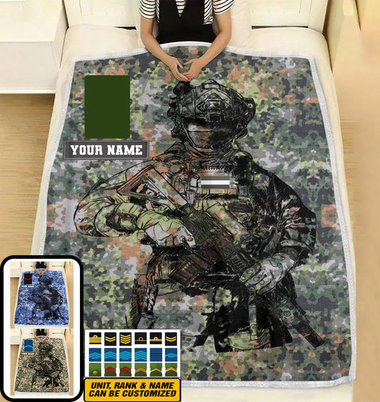 Couverture polaire personnalisée avec camouflage de soldat/vétéran néerlandais avec nom et grade, imprimée en 3D - 0608230001