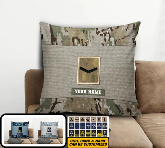 Personalized UK Soldier/ Veteran Camo With Name And Rank Pillow 3D Printed - 0908230001