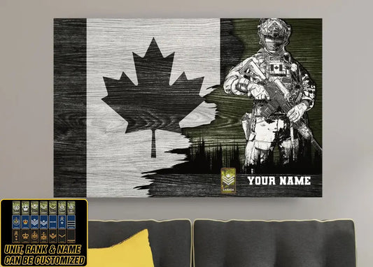 Toile de camouflage personnalisée pour soldat/vétéran canadien avec nom et grade imprimée en 3D