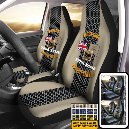 Personalized UK Soldier/ Veteran Camo With Name And Rank Car Seat Covers 3D Printed - 1008230001