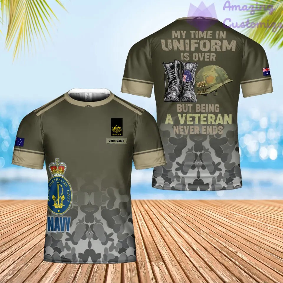 Personalized Australia Soldier/ Veteran Camo With Name And Rank T-Shirt 3D Printed - 0202240005