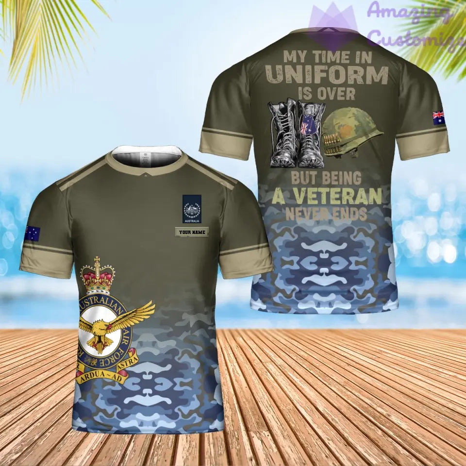 Personalized Australia Soldier/ Veteran Camo With Name And Rank T-Shirt 3D Printed - 0202240005