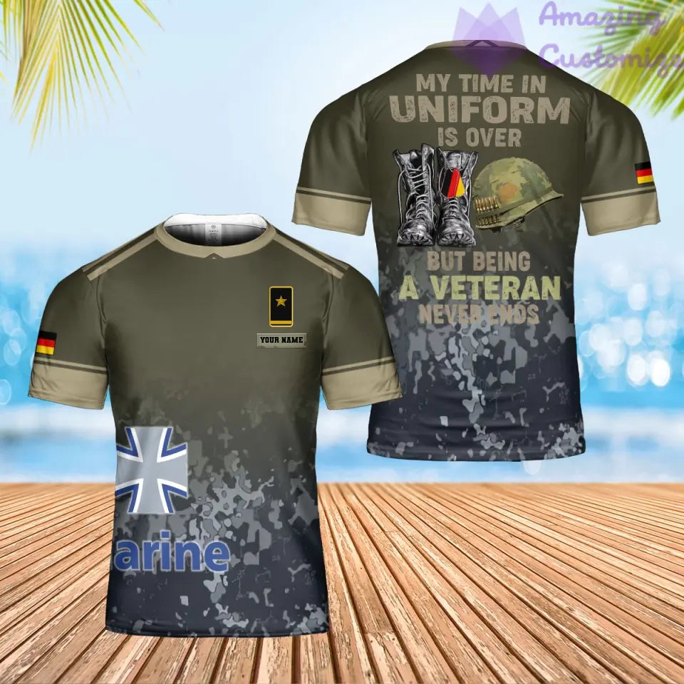 Personalisiertes T-Shirt mit Camouflage-Muster für deutsche Soldaten/Veteranen mit Namen und Rang, 3D-Druck – 0102240003