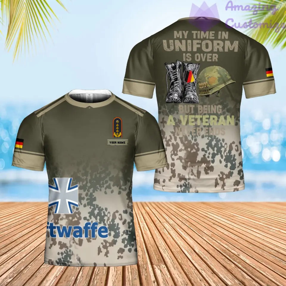 Personalisiertes T-Shirt mit Camouflage-Muster für deutsche Soldaten/Veteranen mit Namen und Rang, 3D-Druck – 0102240003