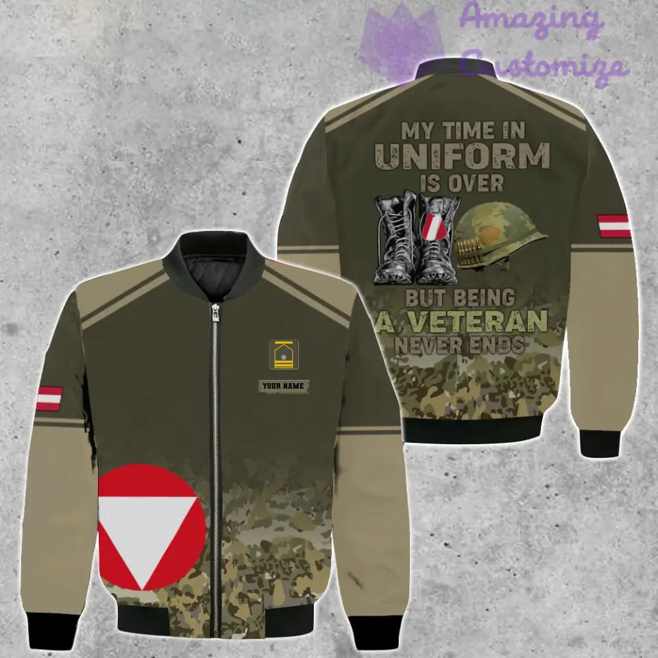 Personalized Austria Soldier/ Veteran Camo With Name And Rank Bomber Jacket 3D Printed - 1508230001