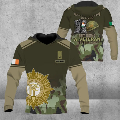 Sweat à capuche personnalisé avec camouflage soldat/vétéran irlandais avec nom et grade imprimé en 3D - 16920576