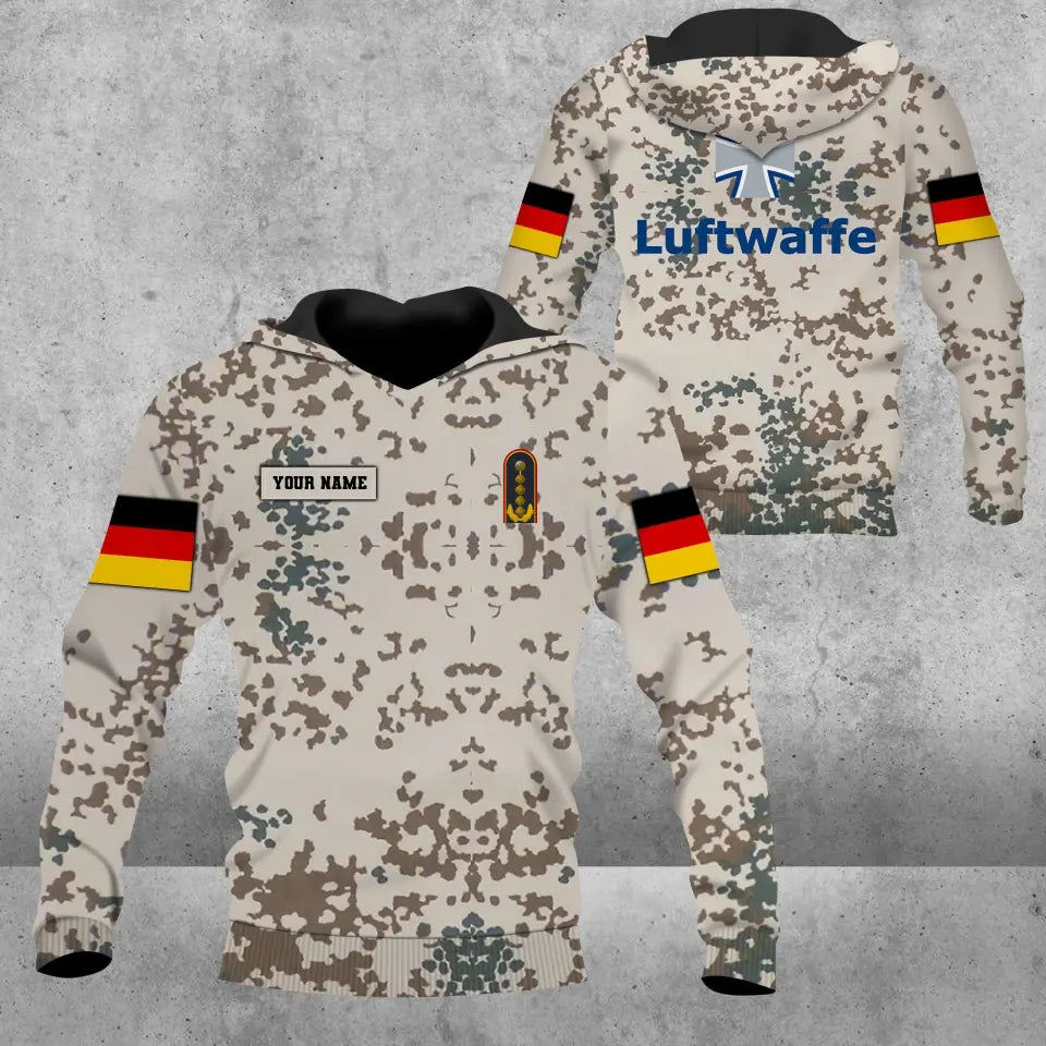 Personalisierter Kapuzenpullover mit Camouflage-Muster für deutsche Soldaten/Veteranen mit Namen und Rang, 3D-Druck – 1708230001