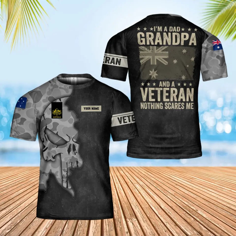 Personalisiertes T-Shirt mit australischem Soldaten-/Veteranen-Tarnmuster mit Namen und Rang, 3D-Druck – 0202240004