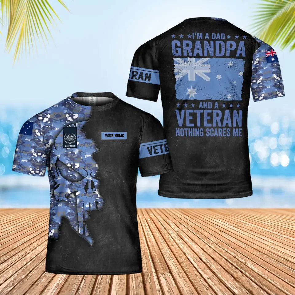 T-shirt personnalisé avec camouflage soldat/vétéran australien avec nom et grade imprimé en 3D - 0202240004