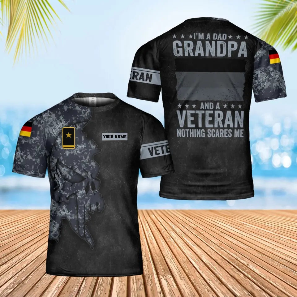 T-shirt personnalisé avec camouflage soldat/vétéran allemand avec nom et grade imprimé en 3D - 0402240005