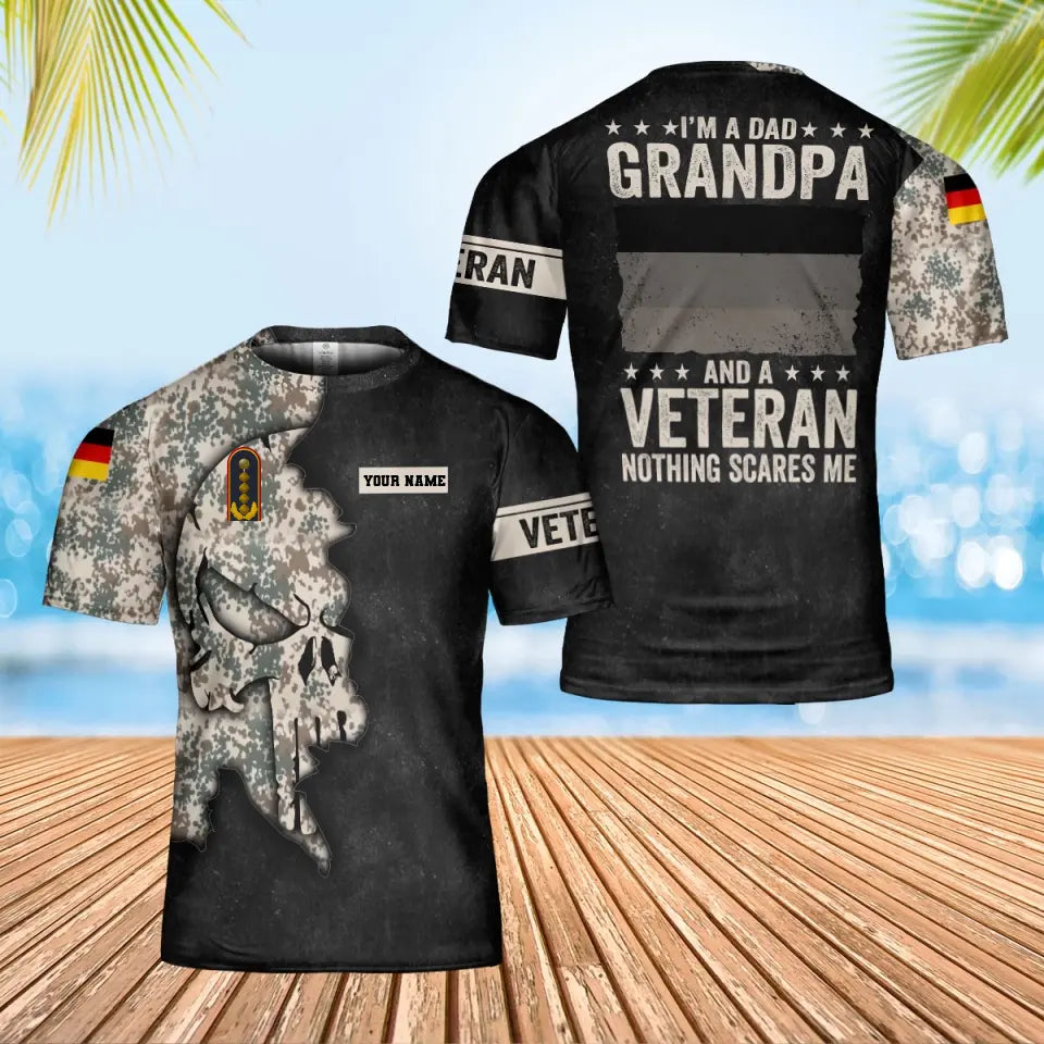 T-shirt personnalisé avec camouflage soldat/vétéran allemand avec nom et grade imprimé en 3D - 0402240005