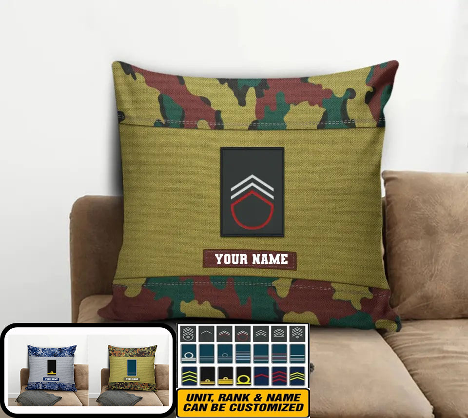 Coussin personnalisé de camouflage de soldat/vétéran belge avec nom et grade imprimé en 3D - 1508230001