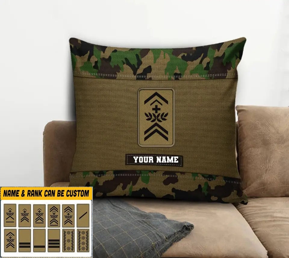 Personalized Swiss Soldier/ Veteran Camo With Name And Rank Pillow 3D Printed - 16920576