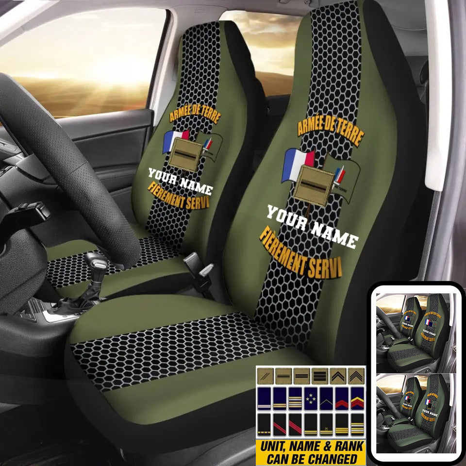 Personalized France Soldier/ Veteran Camo With Name And Rank Car Seat Covers 3D Printed - 2208230001