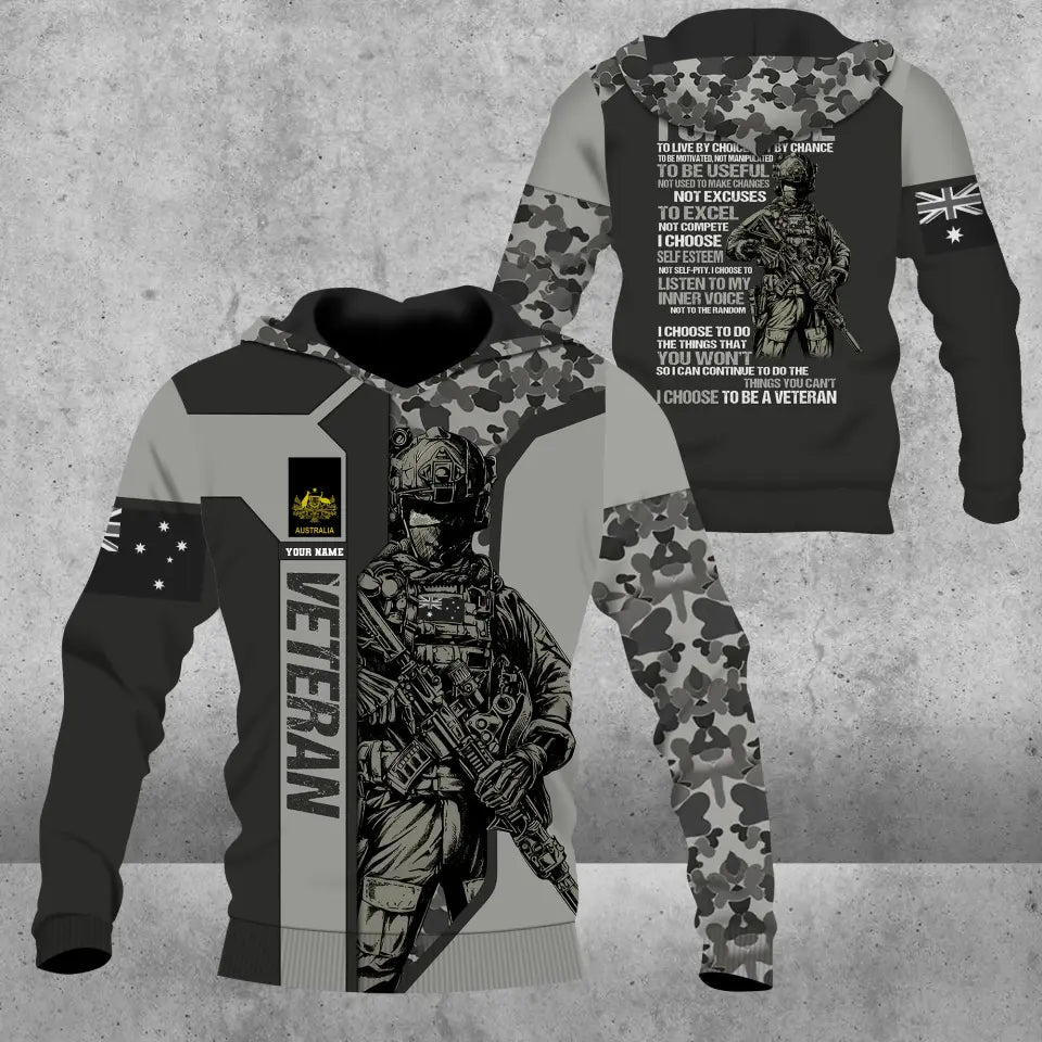 Personalized Australia Soldier/ Veteran Camo With Name And Rank Hoodie 3D Printed - 16932672