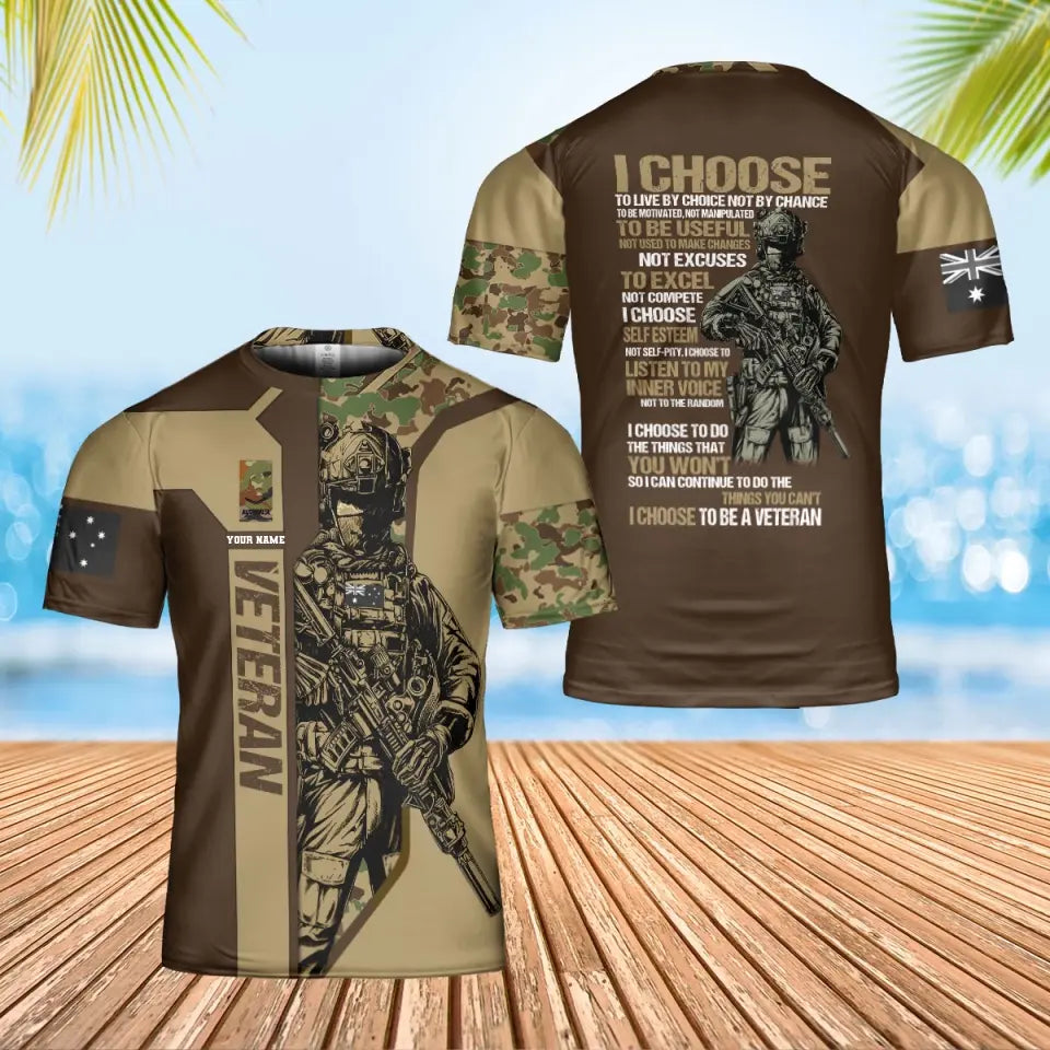 Personalized Australia Soldier/ Veteran Camo With Name And Rank T-Shirt 3D Printed - 0202240003