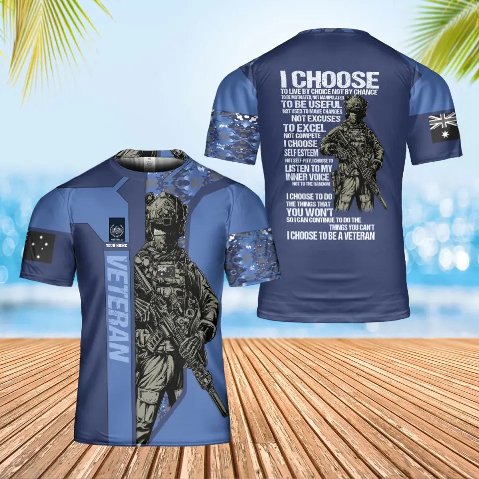 Personalisiertes T-Shirt mit australischem Soldaten-/Veteranen-Tarnmuster mit Namen und Rang, 3D-Druck – 0202240003