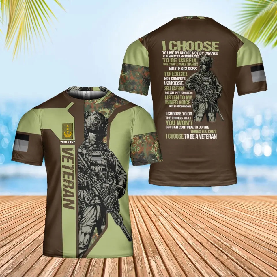 Personalisiertes T-Shirt mit Camouflage-Muster für deutsche Soldaten/Veteranen mit Namen und Rang, 3D-Druck – 0102240002