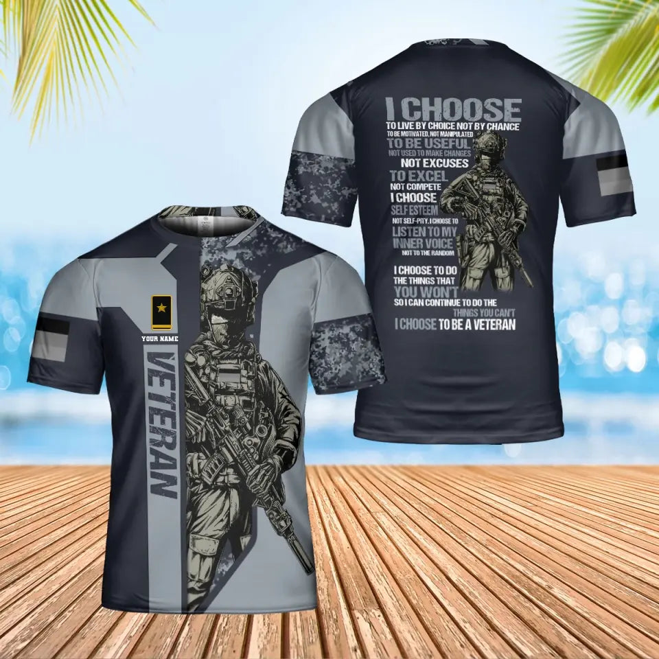 T-shirt personnalisé avec camouflage soldat/vétéran allemand avec nom et grade imprimé en 3D - 0102240002