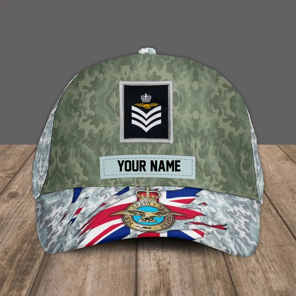 Casquette de baseball camouflage personnalisée avec rang et nom pour soldat/ancien combattant britannique - 1693440001