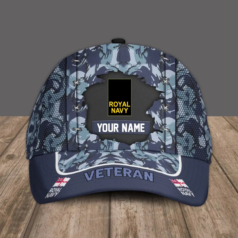 Casquette de baseball camouflage personnalisée avec rang et nom pour soldat/vétéran du Royaume-Uni - 1690761602