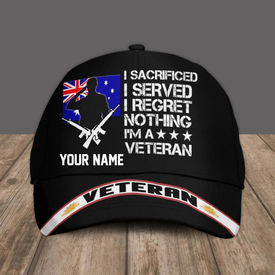 Casquette de baseball camouflage personnalisée avec nom de soldat/vétéran australien, version dorée - 16934400