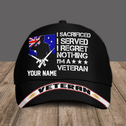 Personalized Name Australian Soldier/Veterans Camo Baseball Cap Gold Version - 16934400