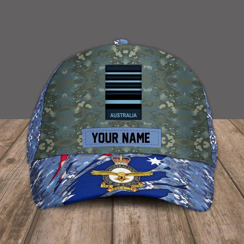 Casquette de baseball camouflage personnalisée avec rang et nom pour soldat/vétéran australien, version dorée - 1693440001