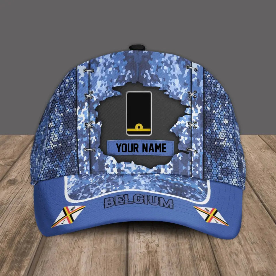 Personalized Rank And Name Belgium Soldier/Veterans Camo Baseball Cap Gold Version - 16934400