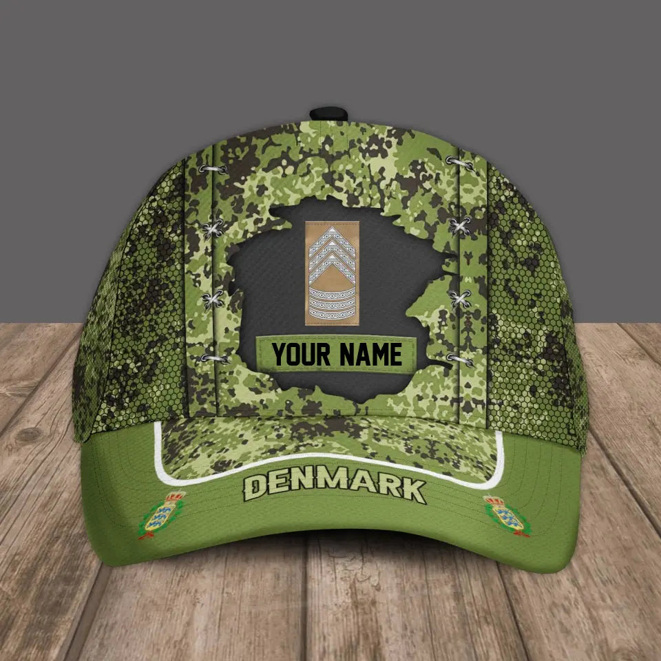 Personalized Rank And Name Denmark Soldier/Veterans Camo Baseball Cap - 16934400